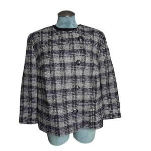 Pendleton 100% Wool Blazer Plus 16W Black Gray Asymmetric Dark Academia Office